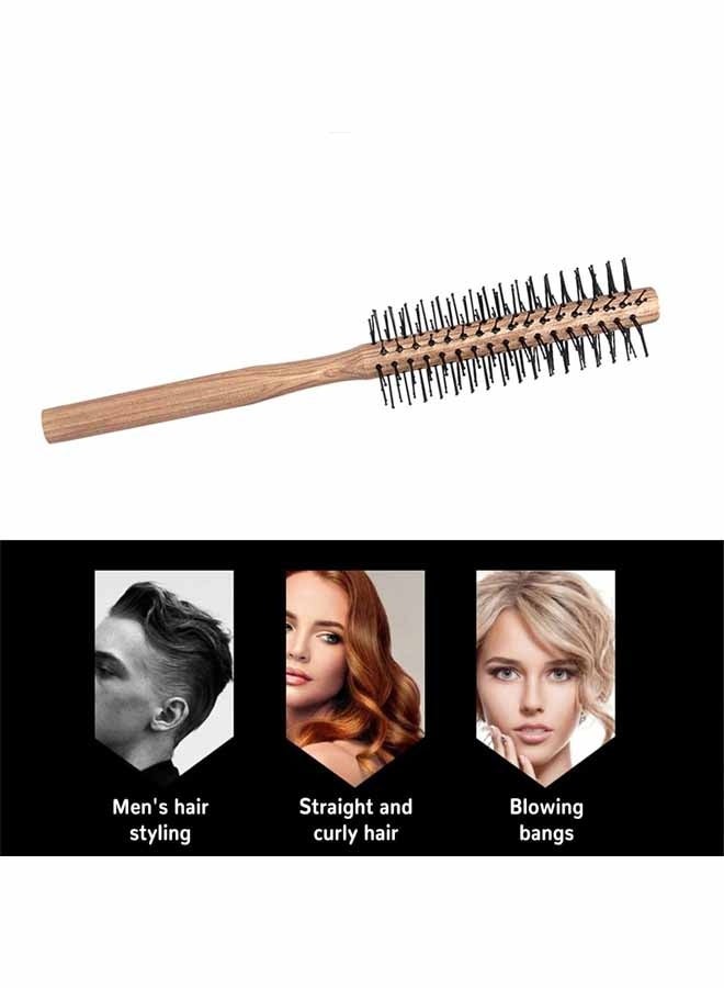 فرشاة تصفيف شعر صغيرة دائرية الشكل مكونة من قطعتين، مصنوعة من الخشب، مناسبة للشعر المجعد، فرشاة تصفيف صغيرة للاستخدام المنزلي، مقبض مريح للإمساك - Image 5